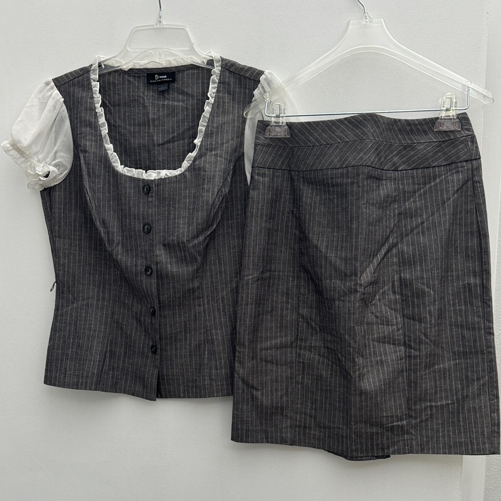 Y2K Gray Pinstripe Two Piece Set